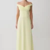 Mabel Off Shoulder Chiffon Maxi Dress – Lemon