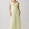 Mabel Off Shoulder Chiffon Maxi Dress – Lemon