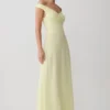 Mabel Off Shoulder Chiffon Maxi Dress – Lemon