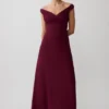 Mabel Off Shoulder Chiffon Maxi Dress – Merlot