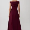 Mabel Off Shoulder Chiffon Maxi Dress – Merlot