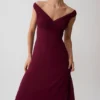 Mabel Off Shoulder Chiffon Maxi Dress – Merlot
