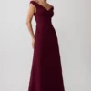 Mabel Off Shoulder Chiffon Maxi Dress – Merlot