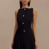 Mackenzie Sleeveless Pleated Mini Dress – Black Mackenzie Sleeveless Pleated Mini Dress – Black