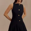 Mackenzie Sleeveless Pleated Mini Dress – Black Mackenzie Sleeveless Pleated Mini Dress – Black