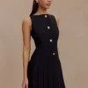 Mackenzie Sleeveless Pleated Mini Dress – Black Mackenzie Sleeveless Pleated Mini Dress – Black