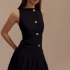Mackenzie Sleeveless Pleated Mini Dress – Black Mackenzie Sleeveless Pleated Mini Dress – Black