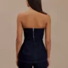 Madelyn Strapless Longline Denim Top – Indigo Blue
