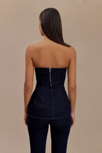 Madelyn Strapless Longline Denim Top – Indigo Blue Madelyn Strapless Longline Denim Top – Indigo Blue
