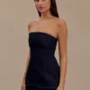 Madelyn Strapless Longline Denim Top – Indigo Blue