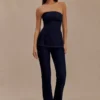 Madelyn Strapless Longline Denim Top – Indigo Blue