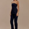 Madelyn Strapless Longline Denim Top – Indigo Blue
