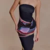 Madison Strapless Slinky Maxi Dress – Multi Fluid Reverie Print Madison Strapless Slinky Maxi Dress – Multi Fluid Reverie Print