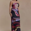 Madison Strapless Slinky Maxi Dress – Multi Fluid Reverie Print Madison Strapless Slinky Maxi Dress – Multi Fluid Reverie Print