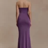 Madison Strapless Slinky Maxi Dress – Purple