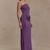 Madison Strapless Slinky Maxi Dress – Purple