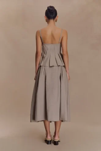 Mae A-Line Midi Skirt – Pebble Brown Mae A-Line Midi Skirt – Pebble Brown