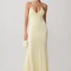 Maely Gathered Slinky Maxi Dress – Lemon Maely Gathered Slinky Maxi Dress – Lemon