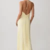 Maely Gathered Slinky Maxi Dress – Lemon Maely Gathered Slinky Maxi Dress – Lemon
