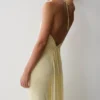 Maely Gathered Slinky Maxi Dress – Lemon Maely Gathered Slinky Maxi Dress – Lemon
