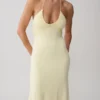 Maely Gathered Slinky Maxi Dress – Lemon Maely Gathered Slinky Maxi Dress – Lemon