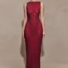 Magnolia Sleeveless Diamante Maxi Dress – Wine