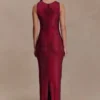 Magnolia Sleeveless Diamante Maxi Dress – Wine