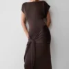 Maiara Shortsleeve Slinky Tie Maxi Dress – Chocolate Maiara Shortsleeve Slinky Tie Maxi Dress – Chocolate