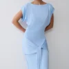 Maiara Shortsleeve Slinky Tie Maxi Dress – Sea Blue Maiara Shortsleeve Slinky Tie Maxi Dress – Sea Blue