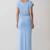 Maiara Shortsleeve Slinky Tie Maxi Dress – Sea Blue Maiara Shortsleeve Slinky Tie Maxi Dress – Sea Blue