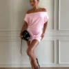 Maiara Shortsleeve Slinky Tie Mini Dress – Pink Maiara Shortsleeve Slinky Tie Mini Dress – Pink