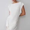 Maiara Shortsleeve Slinky Tie Mini Dress – White Maiara Shortsleeve Slinky Tie Mini Dress – White