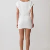 Maiara Shortsleeve Slinky Tie Mini Dress – White Maiara Shortsleeve Slinky Tie Mini Dress – White