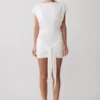 Maiara Shortsleeve Slinky Tie Mini Dress – White Maiara Shortsleeve Slinky Tie Mini Dress – White