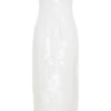 Maisie Strapless Sequin Midi Dress – White Maisie Strapless Sequin Midi Dress – White