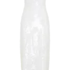 Maisie Strapless Sequin Midi Dress – White Maisie Strapless Sequin Midi Dress – White