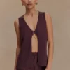 Malani Knit Top With Hardware – Chocolate Malani Knit Top With Hardware – Chocolate