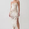 Mandie Hand Crochet Asymmetrical Maxi Dress – White Mandie Hand Crochet Asymmetrical Maxi Dress – White