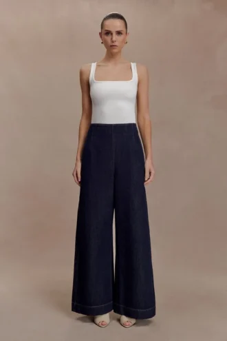 Maral High Waisted Dart Jeans – Washed Indigo Blue