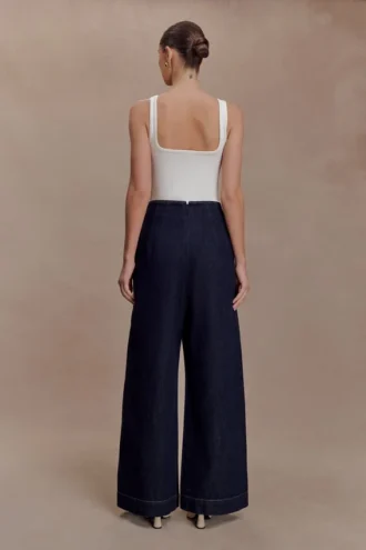 Maral High Waisted Dart Jeans – Washed Indigo Blue