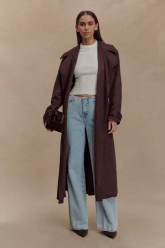 Marc Faux Suede Coat – Cocoa Chocolate