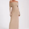 Marcel Off Shoulder Diamante Maxi Dress – Nude Marcel Off Shoulder Diamante Maxi Dress – Nude