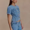 Marge Fitted Denim Short Sleeve Top – Classic Blue Marge Fitted Denim Short Sleeve Top – Classic Blue