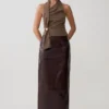 Marina Halter Top With Hardware – Cacao Brown Marina Halter Top With Hardware – Cacao Brown