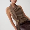 Marina Halter Top With Hardware – Cacao Brown Marina Halter Top With Hardware – Cacao Brown