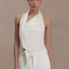 Marina Halter Top With Hardware – Ivory Marina Halter Top With Hardware – Ivory