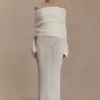 Marisol Off Shoulder Boucle Maxi Dress – Ivory Marisol Off Shoulder Boucle Maxi Dress – Ivory