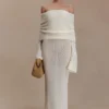 Marisol Off Shoulder Boucle Maxi Dress – Ivory Marisol Off Shoulder Boucle Maxi Dress – Ivory