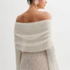 Marisol Off Shoulder Boucle Mini Dress – Ivory Marisol Off Shoulder Boucle Mini Dress – Ivory