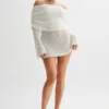 Marisol Off Shoulder Boucle Mini Dress – Ivory Marisol Off Shoulder Boucle Mini Dress – Ivory
